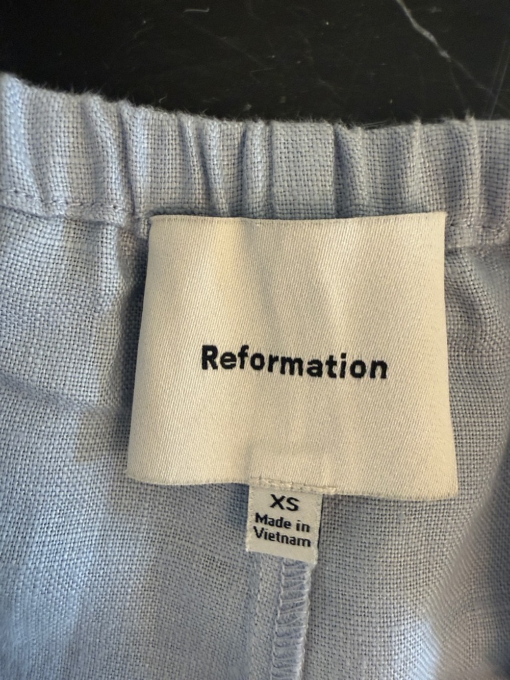 Reformation Light Blue Lace-Trim Linen Shorts - Picture 2 of 4